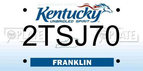 2TSJ70 Kentucky License Plate