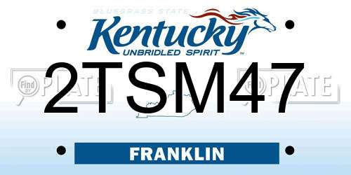 2TSM47 Kentucky License Plate
