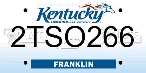 2TSO266 Kentucky License Plate