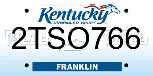2TSO766 Kentucky License Plate