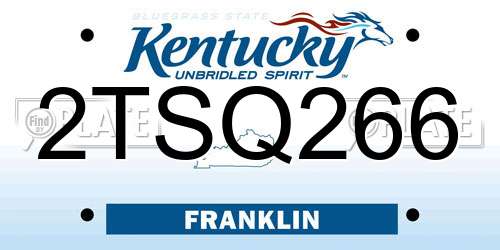 2TSQ266 Kentucky License Plate