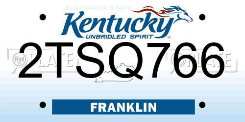2TSQ766 Kentucky License Plate