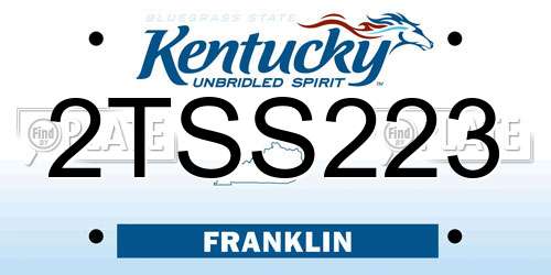 2TSS223 Kentucky License Plate