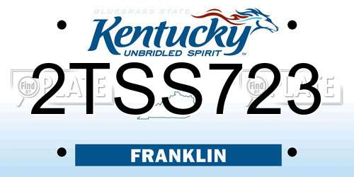 2TSS723 Kentucky License Plate