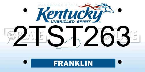 2TST263 Kentucky License Plate