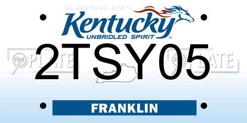 2TSY05 Kentucky License Plate