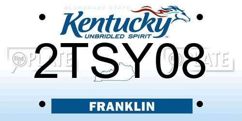 2TSY08 Kentucky License Plate