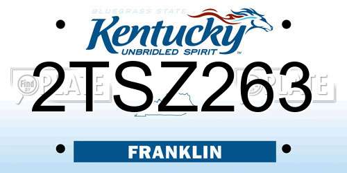 2TSZ263 Kentucky License Plate