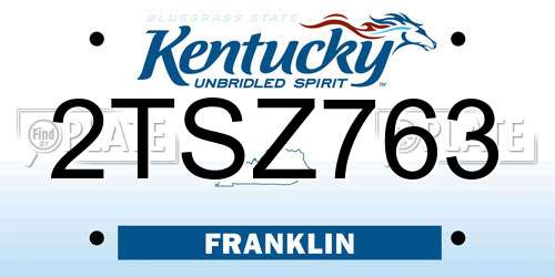 2TSZ763 Kentucky License Plate