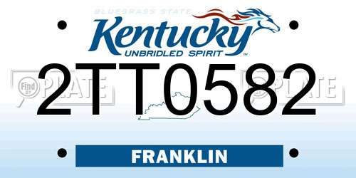 2TT0582 Kentucky License Plate
