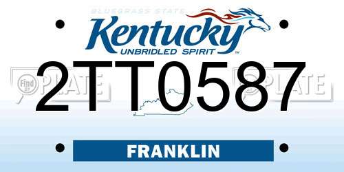 2TT0587 Kentucky License Plate