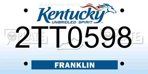 2TT0598 Kentucky License Plate