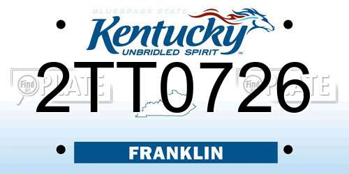 2TT0726 Kentucky License Plate
