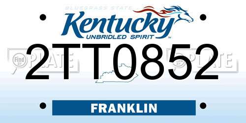 2TT0852 Kentucky License Plate