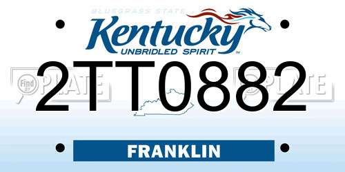 2TT0882 Kentucky License Plate