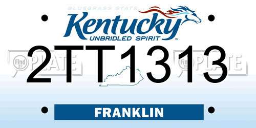 2TT1313 Kentucky License Plate