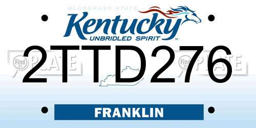 2TTD276 Kentucky License Plate