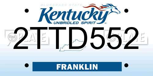 2TTD552 Kentucky License Plate