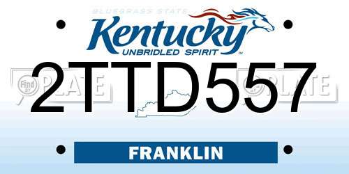 2TTD557 Kentucky License Plate
