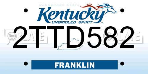 2TTD582 Kentucky License Plate