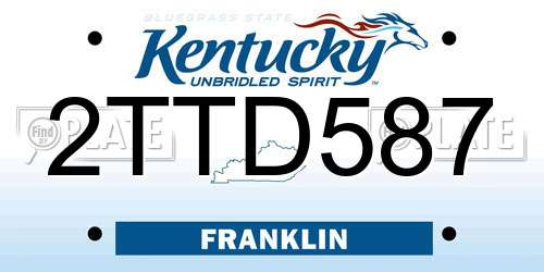 2TTD587 Kentucky License Plate