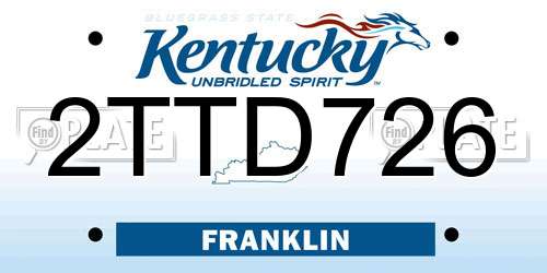 2TTD726 Kentucky License Plate