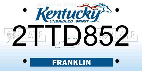 2TTD852 Kentucky License Plate