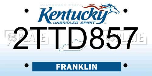 2TTD857 Kentucky License Plate