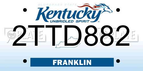 2TTD882 Kentucky License Plate