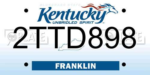 2TTD898 Kentucky License Plate