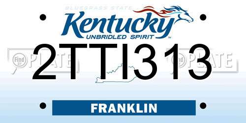 2TTI313 Kentucky License Plate