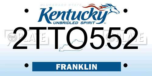 2TTO552 Kentucky License Plate