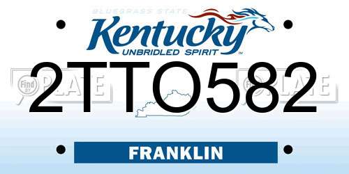 2TTO582 Kentucky License Plate