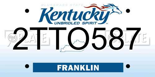 2TTO587 Kentucky License Plate