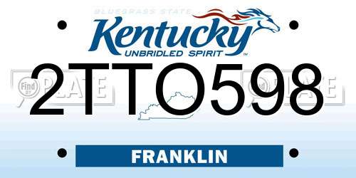 2TTO598 Kentucky License Plate
