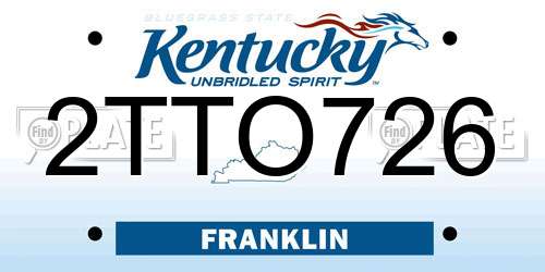 2TTO726 Kentucky License Plate