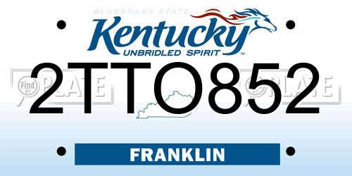 2TTO852 Kentucky License Plate