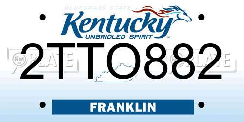 2TTO882 Kentucky License Plate