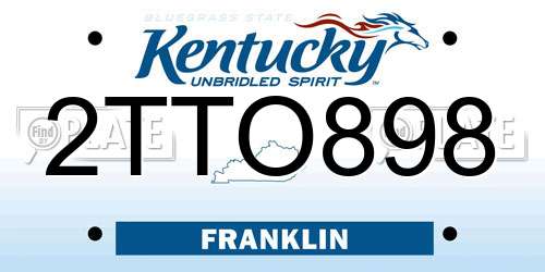 2TTO898 Kentucky License Plate
