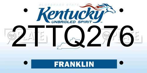 2TTQ276 Kentucky License Plate