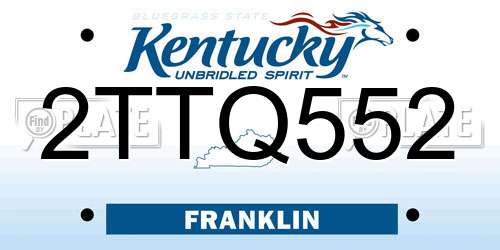 2TTQ552 Kentucky License Plate