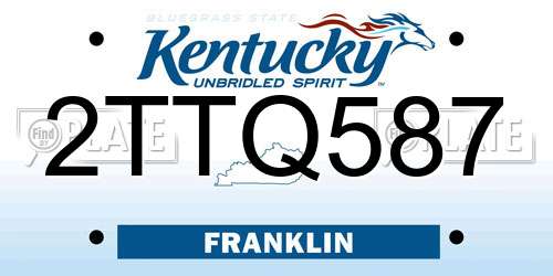 2TTQ587 Kentucky License Plate