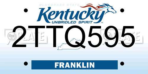 2TTQ595 Kentucky License Plate