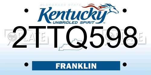 2TTQ598 Kentucky License Plate