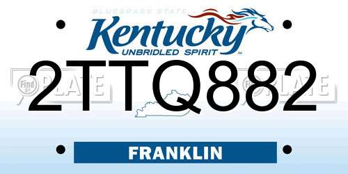 2TTQ882 Kentucky License Plate