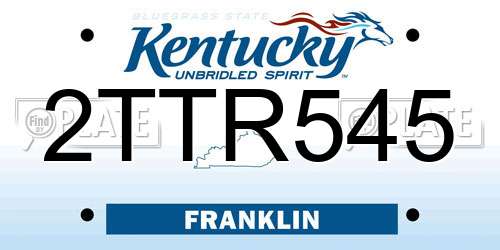 2TTR545 Kentucky License Plate