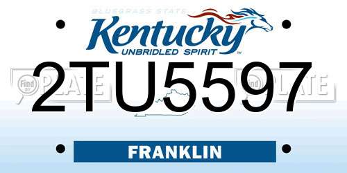 2TU5597 Kentucky License Plate