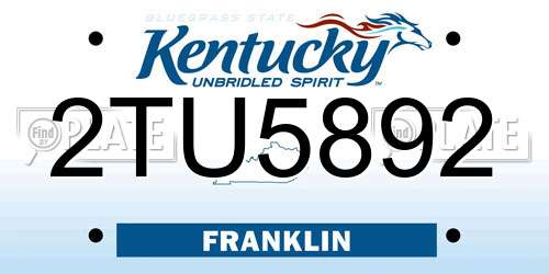 2TU5892 Kentucky License Plate