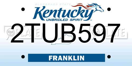 2TUB597 Kentucky License Plate