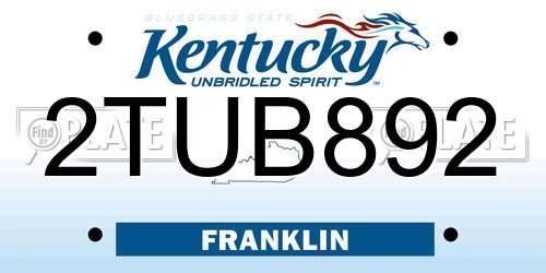 2TUB892 Kentucky License Plate